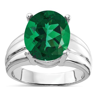 14K White Gold Lab-Created Helenite Oval St Helens Ring