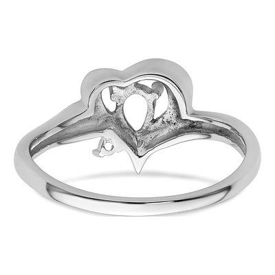 14K White Gold Heart Ring Mounting – view 4