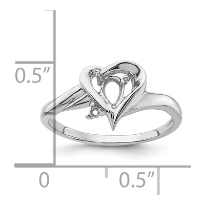14K White Gold Heart Ring Mounting – view 6