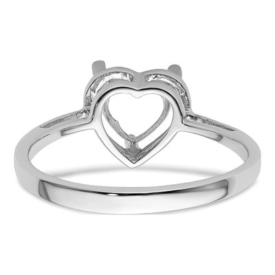 14K White Gold Heart Ring Mounting – view 4