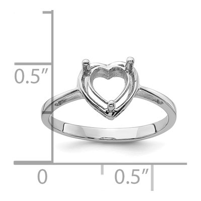 14K White Gold Heart Ring Mounting – view 6