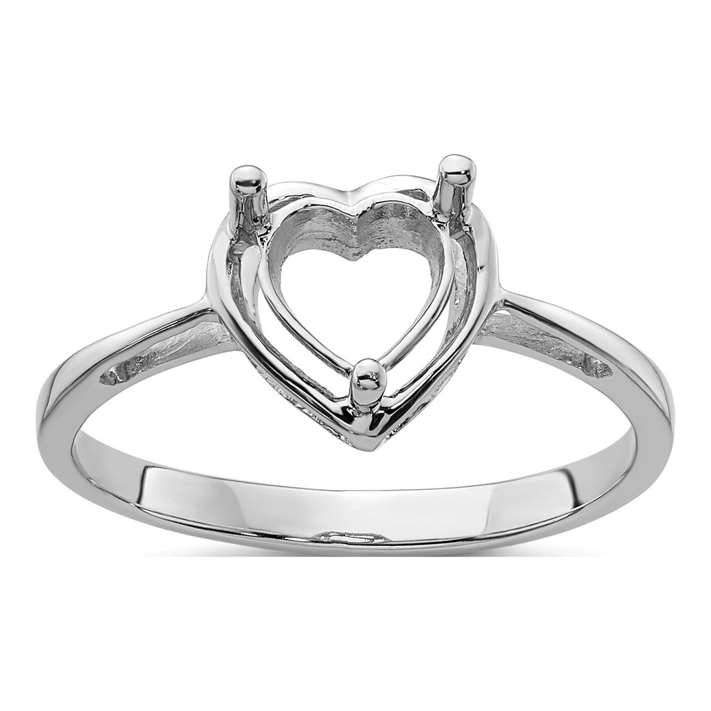 14K White Gold Heart Ring Mounting
