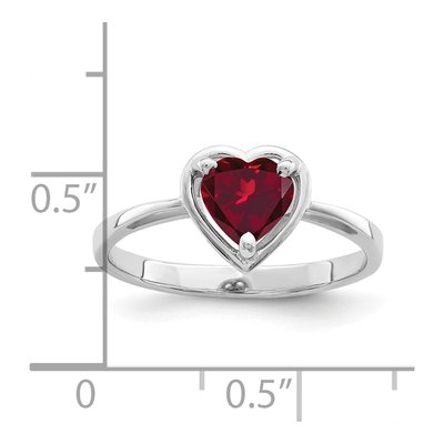 14K White Gold Lab-Created Ruby Heart Ring – view 2