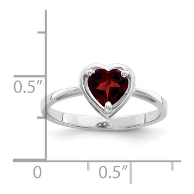 14K White Gold Garnet Heart Ring – view 2