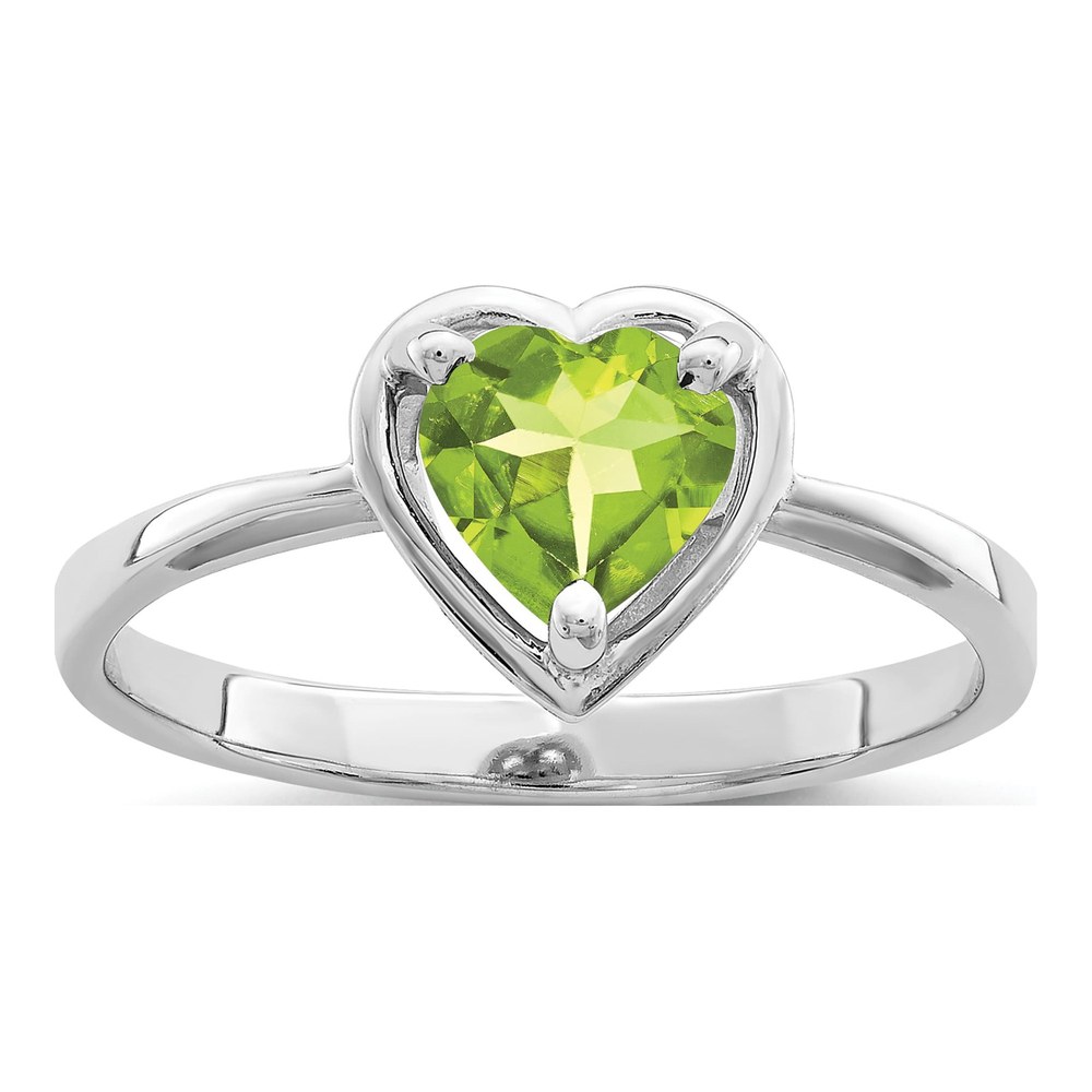 14K White Gold Peridot Heart Ring