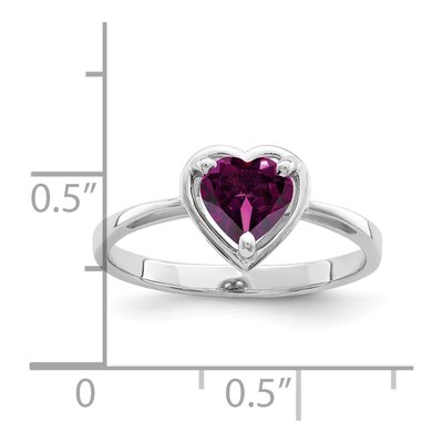 14K White Gold Rhodolite Garnet Heart Ring – view 2
