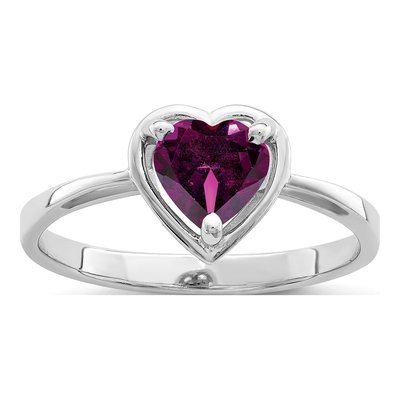 14K White Gold Rhodolite Garnet Heart Ring