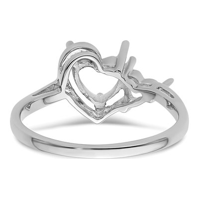 14K White Gold Heart Ring Mounting – view 3