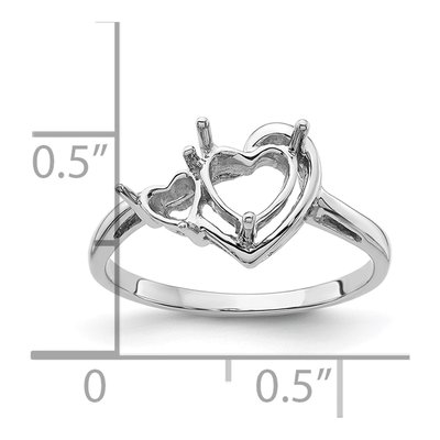 14K White Gold Heart Ring Mounting – view 5