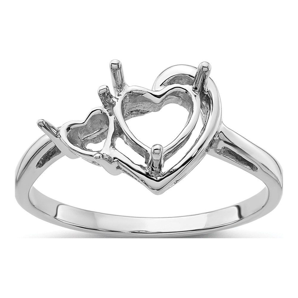 14K White Gold Heart Ring Mounting