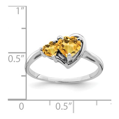 14K White Gold Citrine Heart Two-Stone Ring – view 2