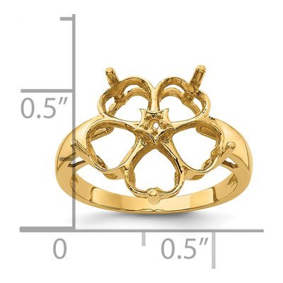 14K Yellow Gold Heart Ring Mounting – view 6