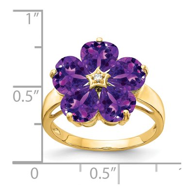 14K Yellow Gold Amethyst & Diamond Heart Ring – view 2