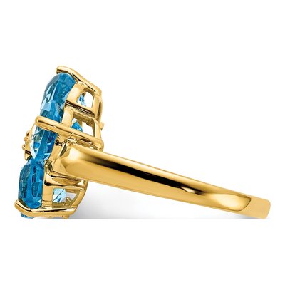 14K Yellow Gold Swiss Blue Topaz & Diamond Flower Ring – view 4