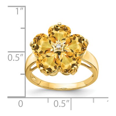 14K Yellow Gold Citrine & Diamond Flower Ring – view 2