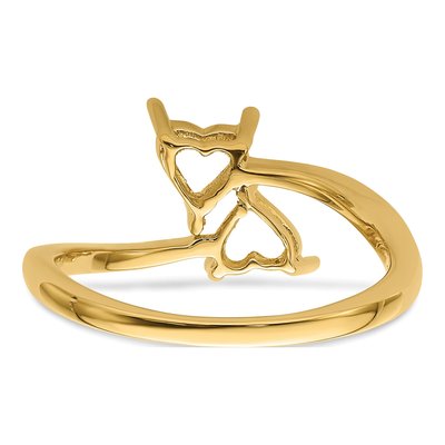 14K Yellow Gold Heart Ring Mounting – view 4
