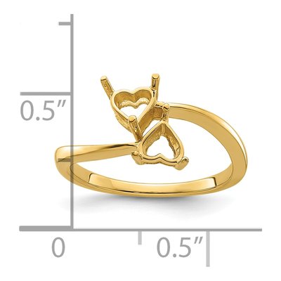 14K Yellow Gold Heart Ring Mounting – view 6