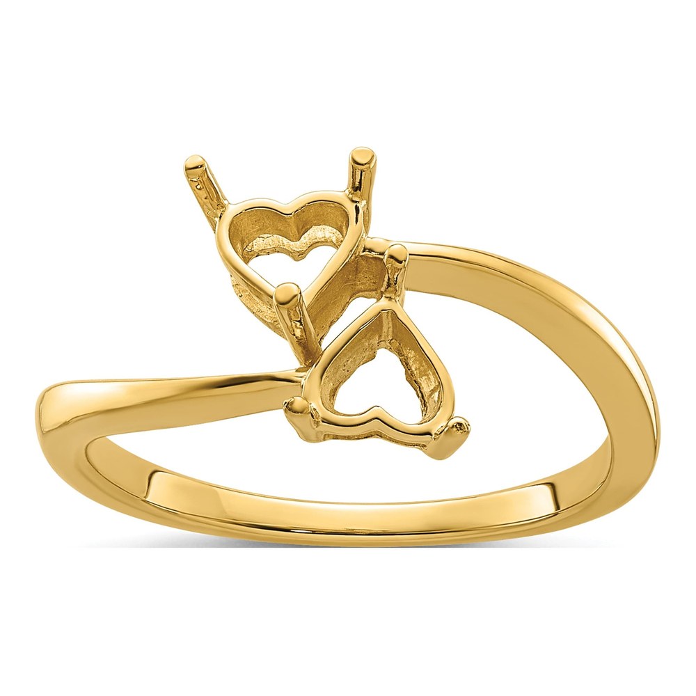 14K Yellow Gold Heart Gemstone Ring Mounting