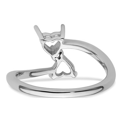 14K White Gold Heart Ring Mounting – view 4