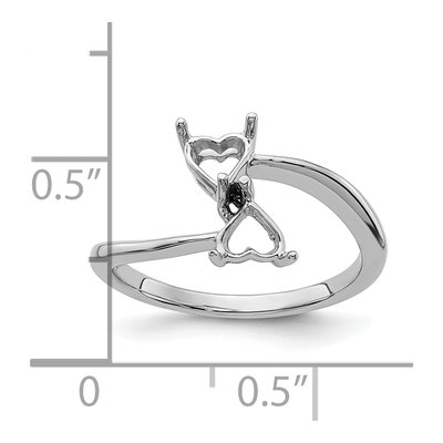 14K White Gold Heart Ring Mounting – view 6