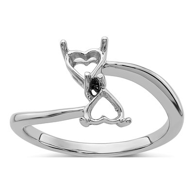 14K White Gold Heart Ring Mounting
