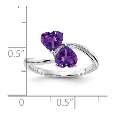 14K White Gold Amethyst Heart 2-Stone Ring – view 2