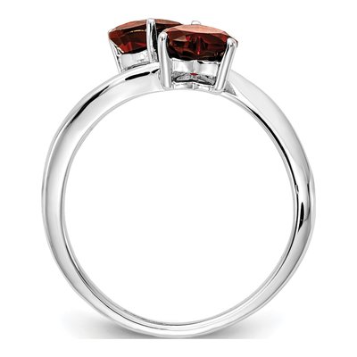 14K White Gold Garnet Heart 2-Stone Ring – view 2