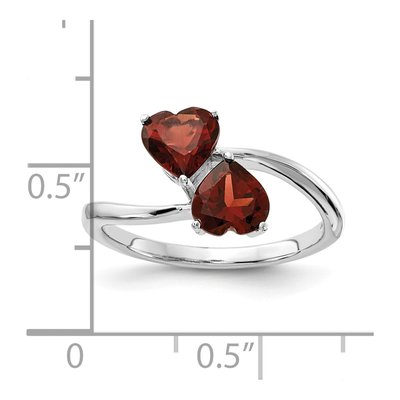 14K White Gold Garnet Heart 2-Stone Ring – view 3