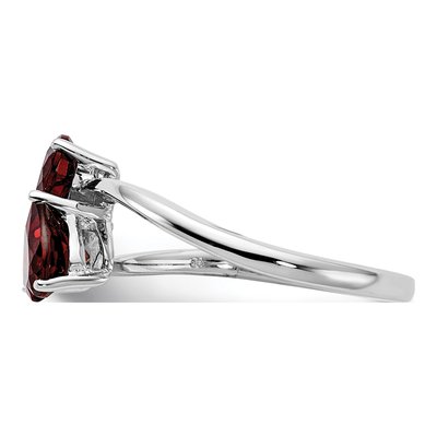 14K White Gold Garnet Heart 2-Stone Ring – view 4