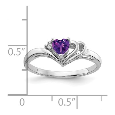 14K White Gold Amethyst & Diamond Heart Ring – view 2
