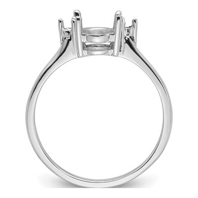 14K White Gold Holds Round Oval Ring Mounting – view 3