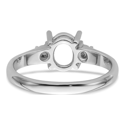 14K White Gold Holds Round Oval Ring Mounting – view 4