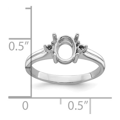 14K White Gold Holds Round Oval Ring Mounting – view 6