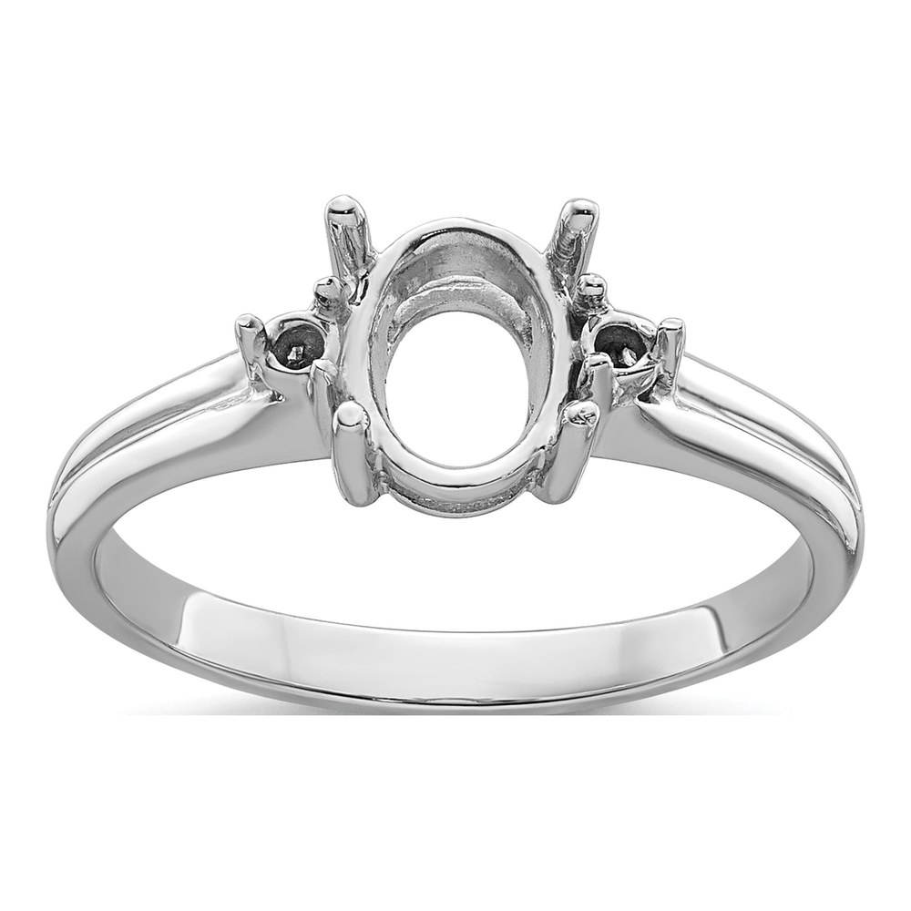 14K White Gold Holds Round Oval Ring Mounting