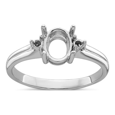 14K White Gold Holds Round Oval Ring Mounting