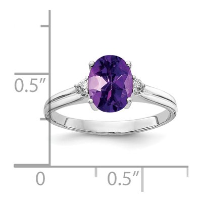 14K White Gold Amethyst & Diamond Oval Ring – view 2