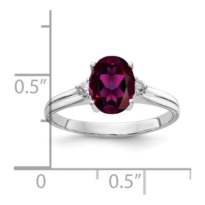 14K White Gold Rhodolite Garnet & Diamond Oval Ring – view 2