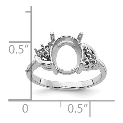 14K White Gold Oval Ring Mounting – view 6