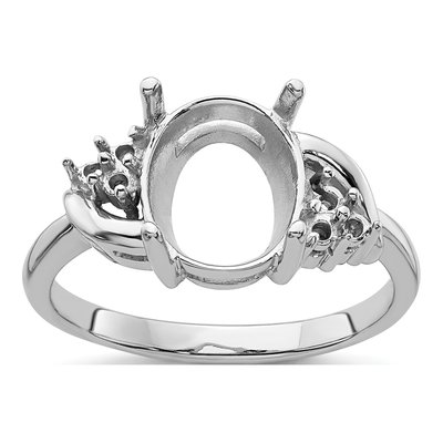 14K White Gold Oval Ring Mounting