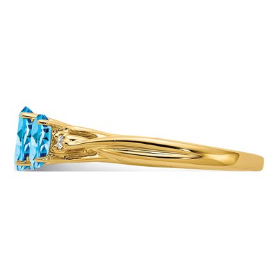 14K Yellow Gold Swiss Blue Topaz & Diamond 3-Stone Ring – view 4