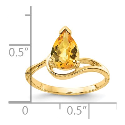 14K Yellow Gold Citrine Pear Ring – view 2