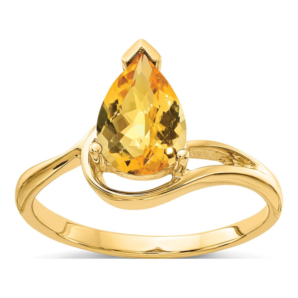 14K Yellow Gold Pear Citrine Ring