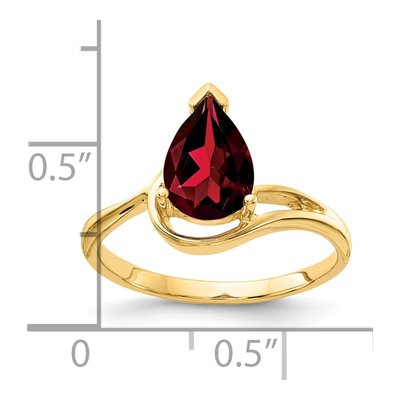 14K Yellow Gold Garnet Pear Ring – view 2