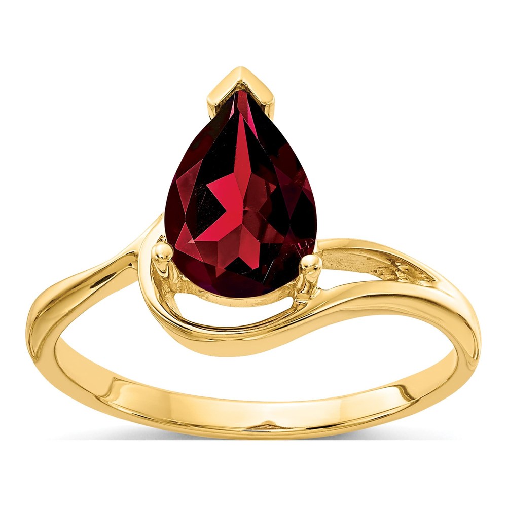 14K Yellow Gold Garnet Pear Ring
