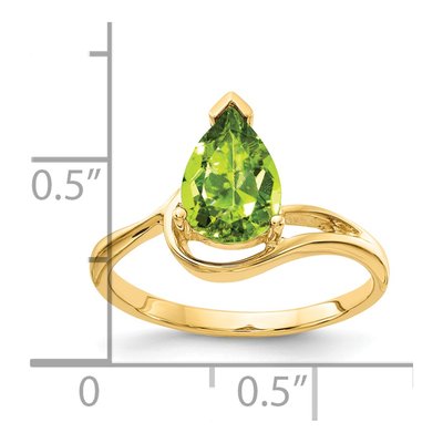 14K Yellow Gold Peridot Pear Ring – view 2