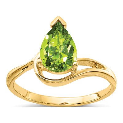 14K Yellow Gold Peridot Pear Ring