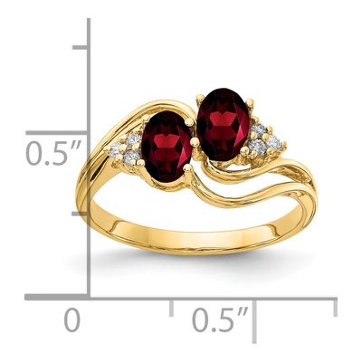 14K Yellow Gold 1/20 ct tw Garnet & Diamond Oval 2-Stone Ring – view 2
