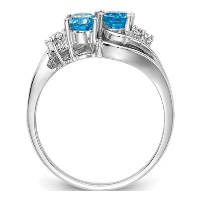 14K White Gold 1/20 ct tw Swiss Blue Topaz & Diamond Ring – view 2