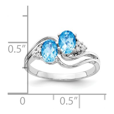 14K White Gold 1/20 ct tw Swiss Blue Topaz & Diamond Ring – view 3