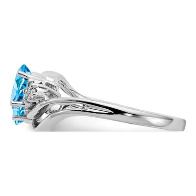 14K White Gold 1/20 ct tw Swiss Blue Topaz & Diamond Ring – view 4